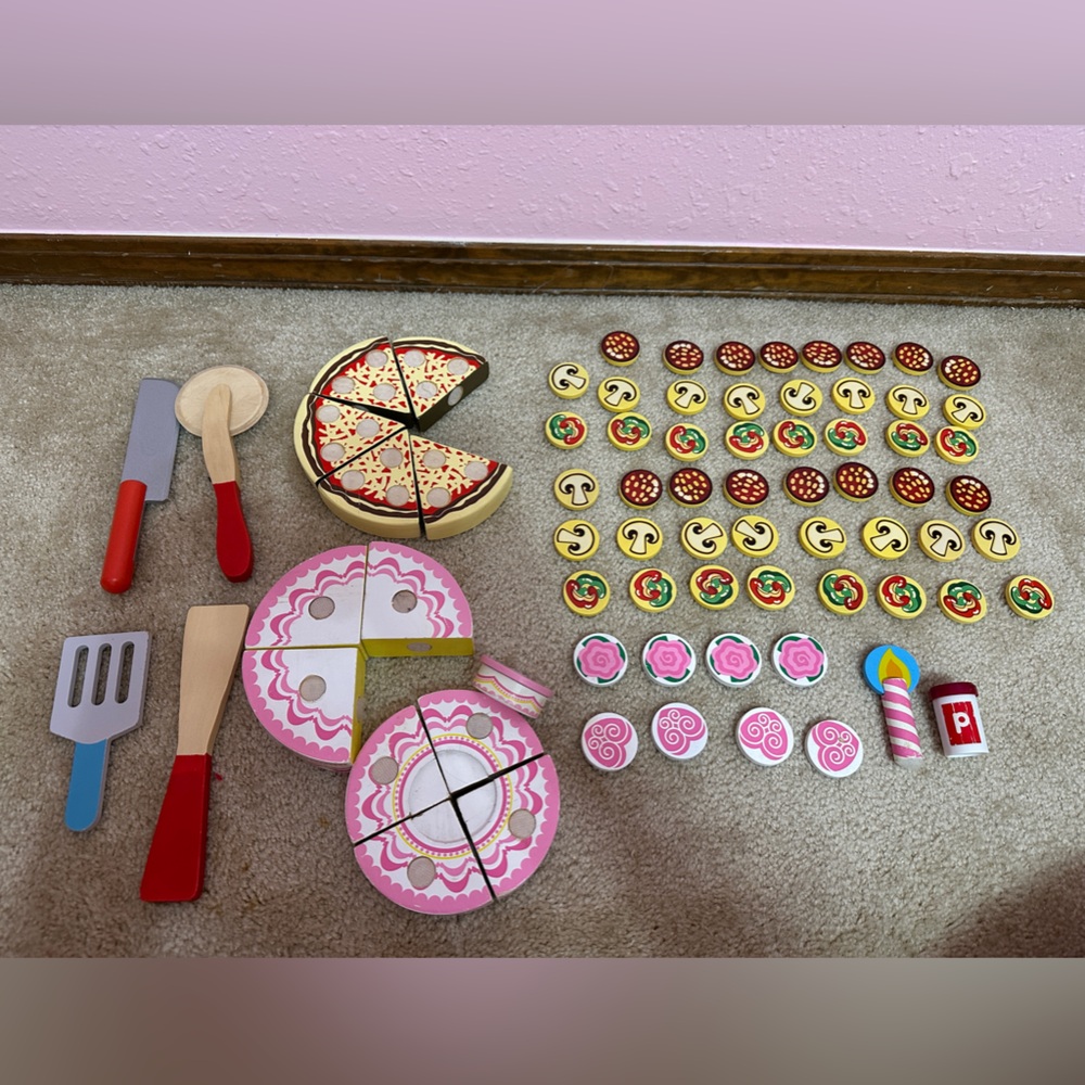 Melissa & Doug Pizza Party and Triple Layer Party Cake Play Sets Incomplete